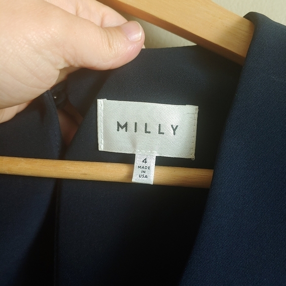 MILLY Italian Cady Nicole Bell Sleeve Dress In Navy Size 4 - Picture 6 of 7
